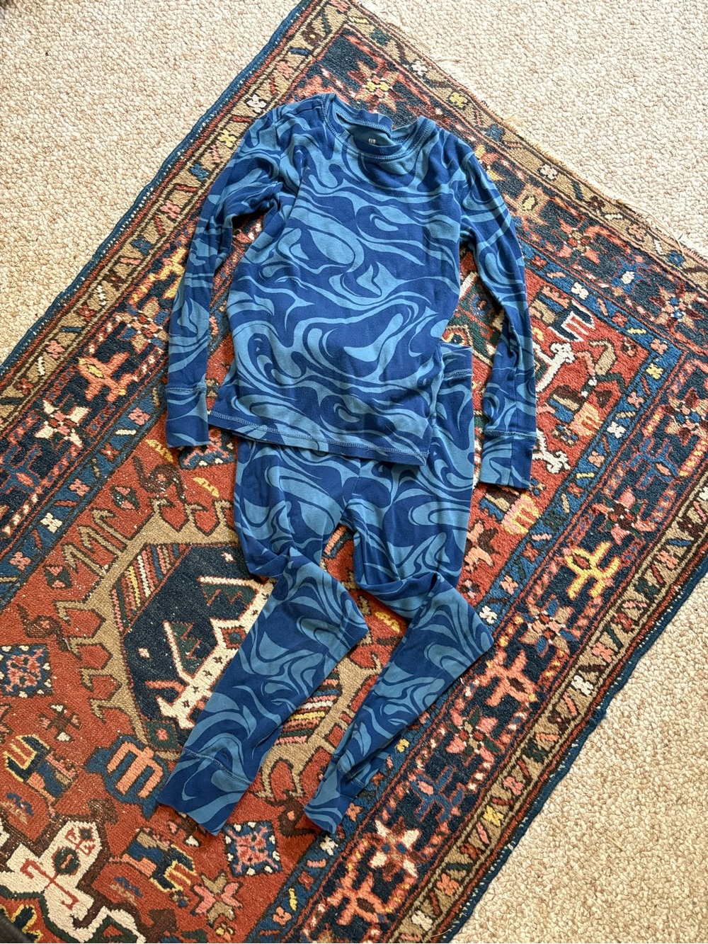 GAP Blue Swirl Kids Pajama Set organic cotton size 10Y